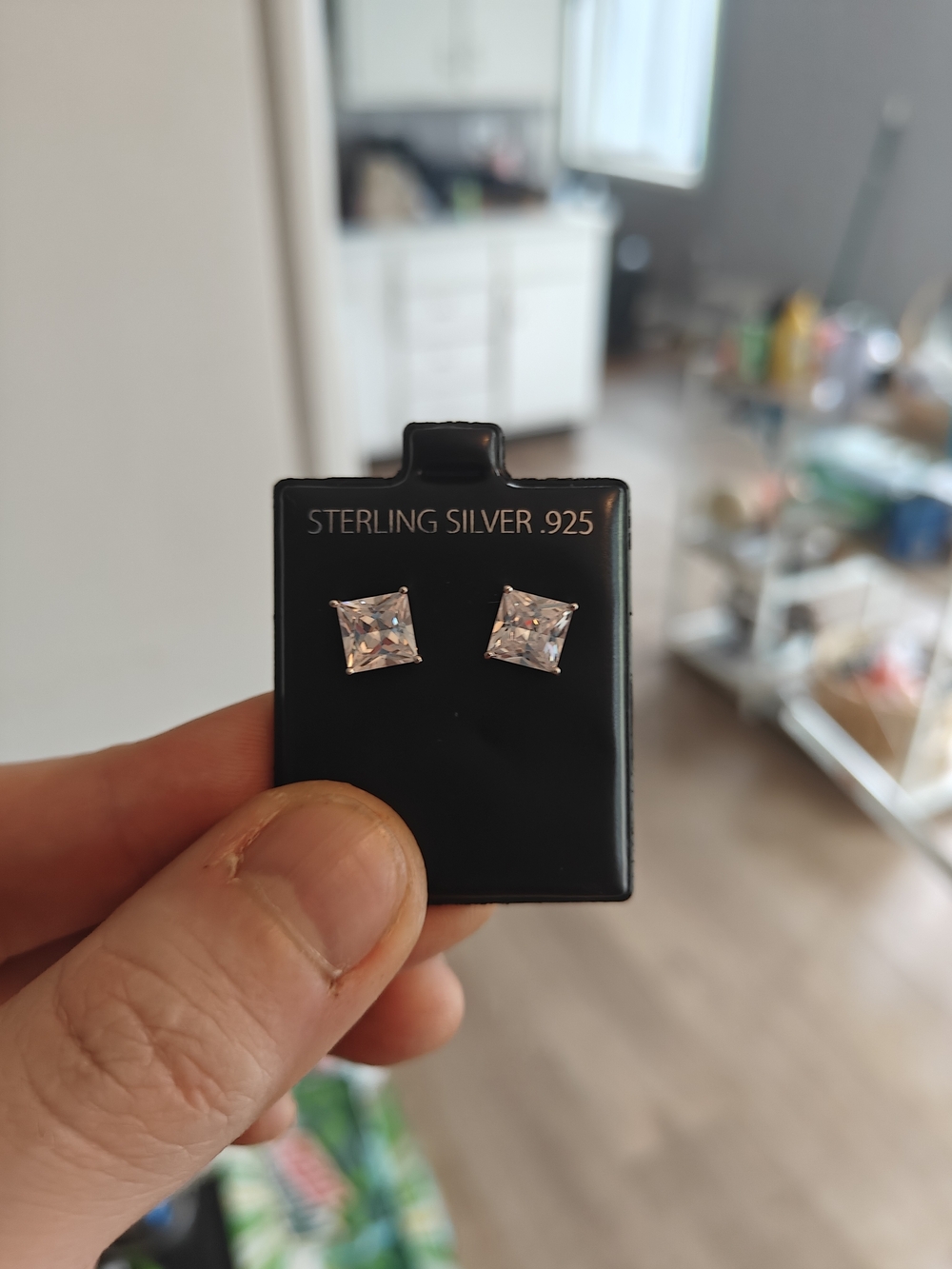 2 Carat Mossinate Sterling Silver Square Stud Earrings